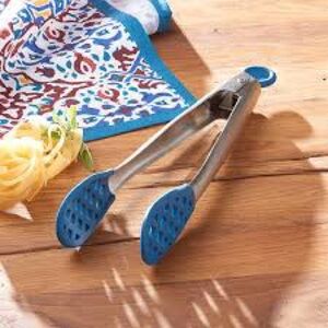 Princess House Stainless Steel Tongs with Blue Tips